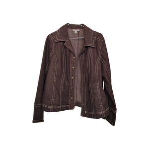 Dressbarn Collared  Brown Denim Jacket Buttons Y2K Vintage BOHO Size is Large